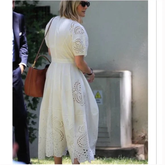 ZARA NWT LIMITED EDITION EMBROIDERED POPLIN DRESS OYSTER WHITE SIZE S